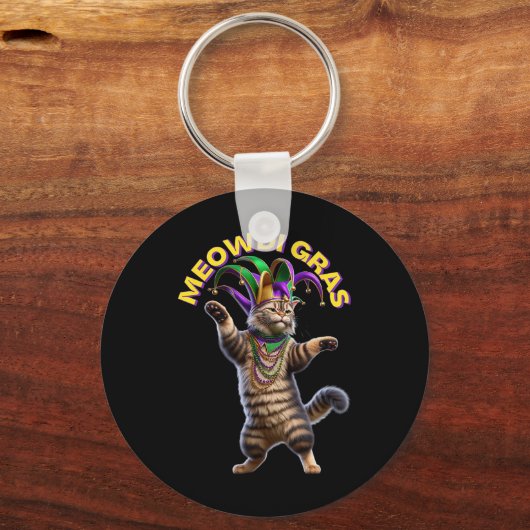 2025 Matching Mens Womans Funny Meowdi Gras Cat Ma Schlüsselanhänger (Vorderseite)