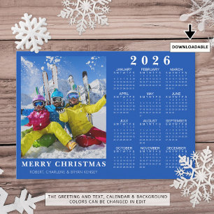 2025 MERRY CHRISTMAS Foto 2026 Calendar Blue Feiertagskarte