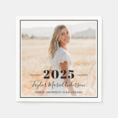 2025 Minimalistisch Black Foto Graduation Party Serviette (Vorderseite)
