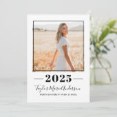 2025 Minimalistisch Blush Black Foto Graduation Pa Einladung (Stehend Vorderseite)