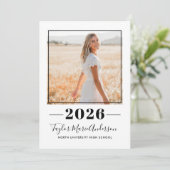 2025 Minimalistisch Blush Black Foto Graduation Pa Einladung (Stehend Vorderseite)