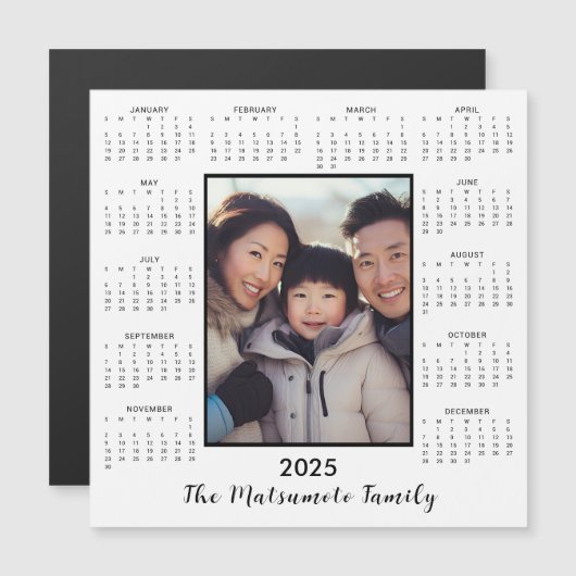 2025 Minimalistisch Magnet Foto Kalender Ferienkar (Vorne/Hinten)