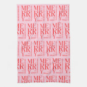 2025 Modern Merry and Bright Red Pink Christmas Geschirrtuch (Vertikal)