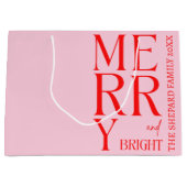 2025 Modern Merry and Bright Red Pink Christmas Große Geschenktüte (Vorderseite)