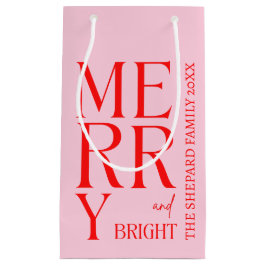 2025 Modern Merry and Bright Red Pink Christmas Kleine Geschenktüte