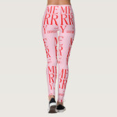 2025 Modern Merry and Bright Red Pink Christmas Leggings (Rückseite)