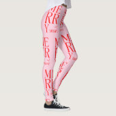 2025 Modern Merry and Bright Red Pink Christmas Leggings (Rechts)