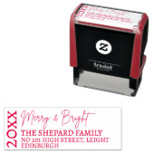 2025 Modern Merry and Bright Red Pink Christmas Permastempel (Beispiel)