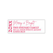 2025 Modern Merry and Bright Red Pink Christmas Permastempel (Design)