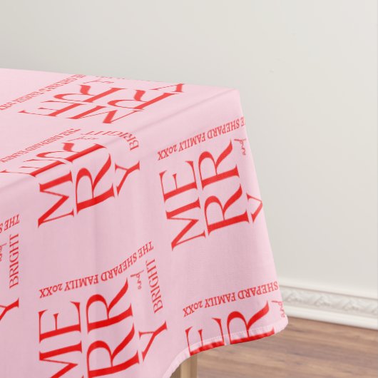 2025 Modern Merry and Bright Red Pink Christmas Tischdecke (Beispiel)