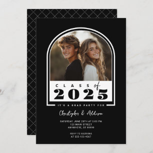 2025 Moderne Black Double Graduate Party Einladung