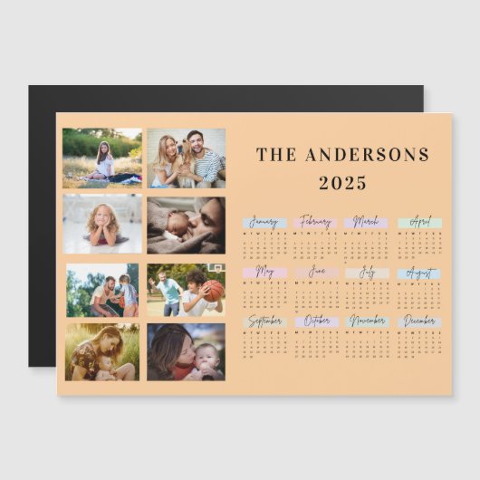 2025 Moderne Familie 4 FotoCollage Custom Magneteinladung (Vorne/Hinten)