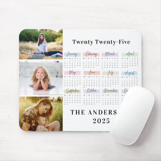 2025 Moderne Familie 4 FotoCollage Custom Mousepad (Mit Mouse)