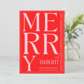 2025 Moderne frohe und helle Rosa Weihnachten Einladung (Stehend Vorderseite)