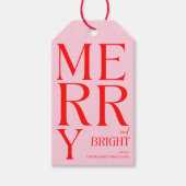 2025 Moderne frohe und helle Rosa Weihnachten Geschenkanhänger (Vorderseite)