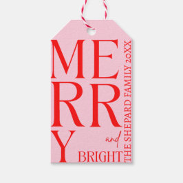 2025 Moderne frohe und helle Rosa Weihnachten Geschenkanhänger