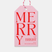 2025 Moderne frohe und helle Rosa Weihnachten Geschenkanhänger (Vorderseite)