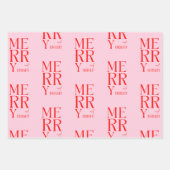 2025 Moderne frohe und helle Rosa Weihnachten Geschenkpapier Set (Vorderseite 3)