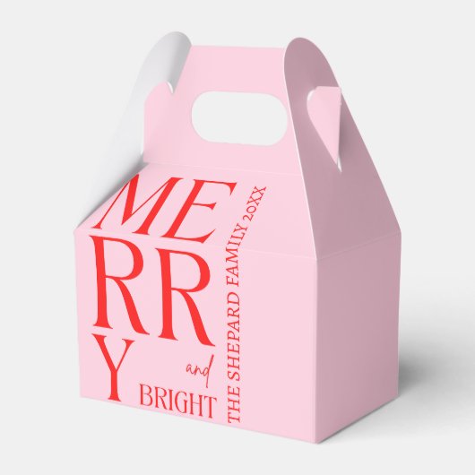 2025 Moderne frohe und helle Rosa Weihnachten Geschenkschachtel (Vorderseite)