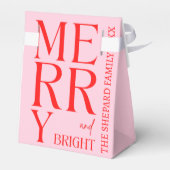 2025 Moderne frohe und helle Rosa Weihnachten Geschenkschachtel (Rückseite)