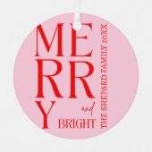 2025 Moderne frohe und helle Rosa Weihnachten Ornament Aus Metall (Vorderseite)