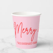 2025 Moderne frohe und helle Rosa Weihnachten Pappbecher (Vorderseite)