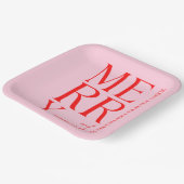 2025 Moderne frohe und helle Rosa Weihnachten Pappteller (Gewinkelt)