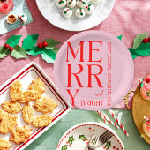 2025 Moderne frohe und helle Rosa Weihnachten Pappteller