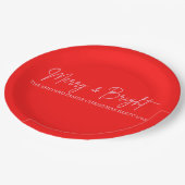 2025 Moderne frohe und helle Rosa Weihnachten Pappteller (Schrägansicht)