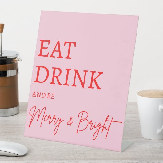 2025 Moderne frohe und helle Rosa Weihnachten Sockelschild (In Situ)