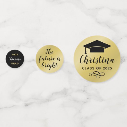 2025 Moderne Gold Custom Foto Graduation Party Konfetti (Rückseiten)