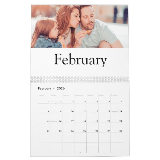 2025 Moderne Script Typografie Minimal Multi Foto Kalender (Feb 2026)