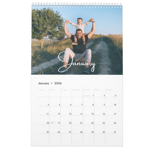 2025 Moderne Script Typografie Minimal Multi Foto Kalender (Jan 2026)