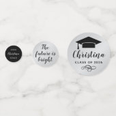 2025 Moderne Silver Custom Foto Graduation Party Konfetti (Rückseiten)