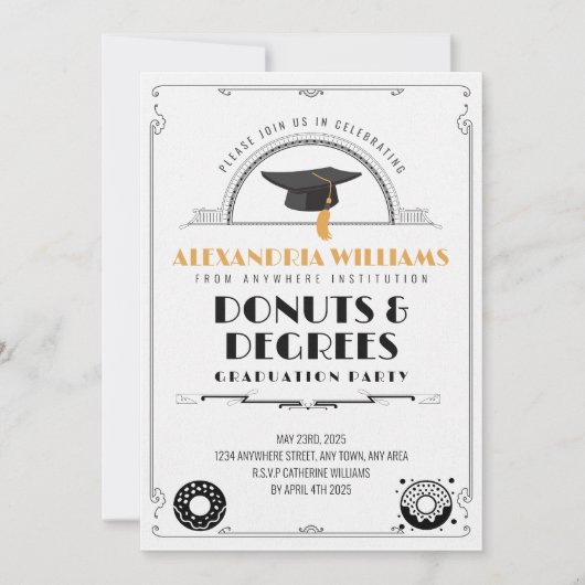 2025 Moderner Abschluss für Donuts und Degrees Einladung (Vorderseite)