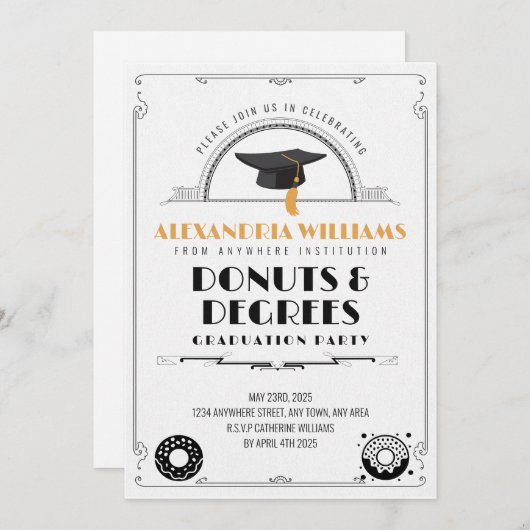 2025 Moderner Abschluss für Donuts und Degrees Einladung (Vorne/Hinten)