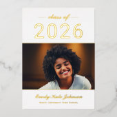 2025 Moderner Elegant Gold Foto Abschluss Folieneinladung (Vorderseite)