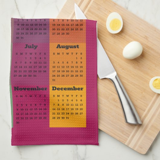 2025 Moderner geometrischer Kalender Geschirrtuch (Viertel Falte)