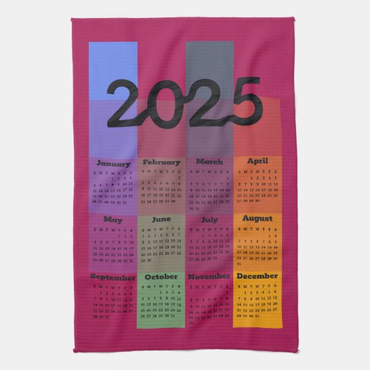 2025 Moderner geometrischer Kalender Geschirrtuch (Vertikal)
