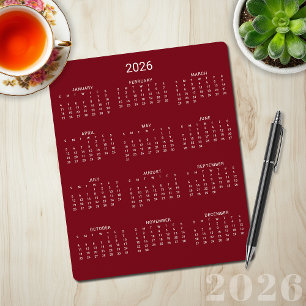2025 Moderner Minimalistischer Burgund-Maroon-Kale Mousepad