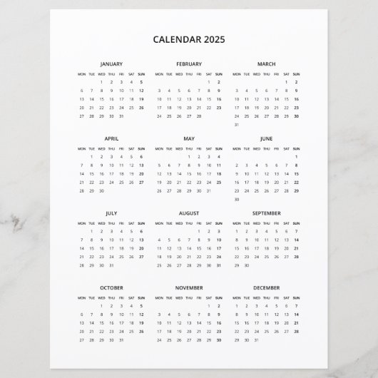2025 Moderner Minimalistischer Druckkalender in Sc (Vorderseite)