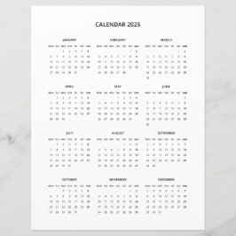 2025 Moderner Minimalistischer Druckkalender in Sc
