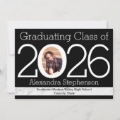 2025 Moderner Numeraler Frame Foto Abschluss Einladung (Vorderseite)