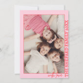 2025 Modernes Merry Bright Red Pink Weihnachts-Fot Einladung (Rückseite)