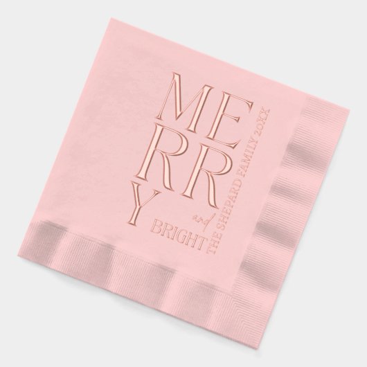 2025 Modernes Skript Merry und Helle Weihnachten W Servietten Mit Folie (Links)