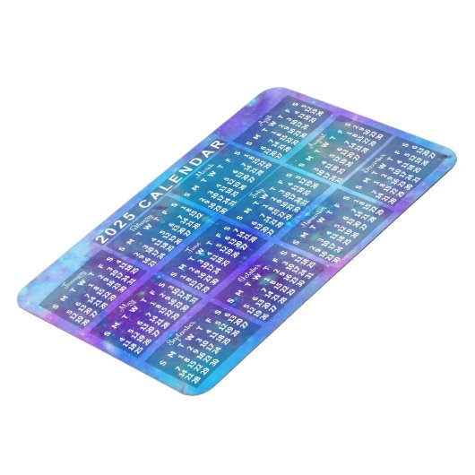 2025 Monatlicher Kalender Blaue Aquarellsterne Magnet (Linke Seite)