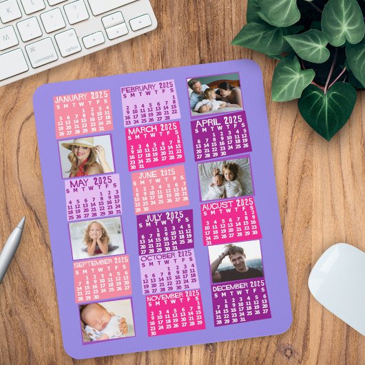 2025 Monatlicher Kalender FotoCollage Niedliche Mo Mousepad