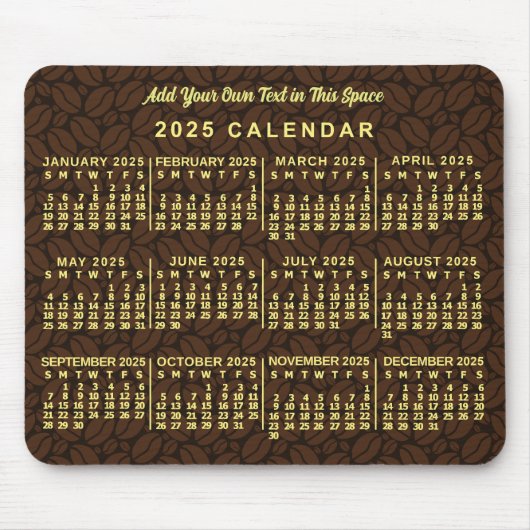 2025 Monatlicher Kalender Kaffeemaschine Kaffee ei Mousepad (Vorne)