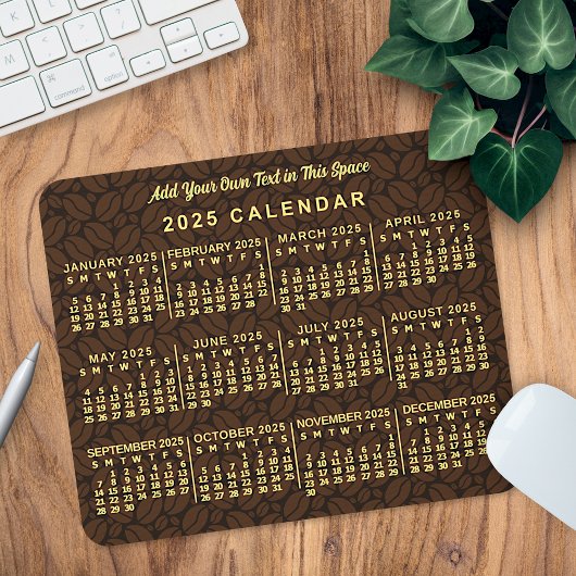 2025 Monatlicher Kalender Kaffeemaschine Kaffee ei Mousepad