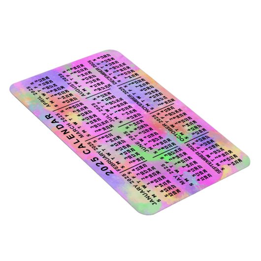 2025 Monatlicher Kalender Rainbow Spritzer Paint Magnet (Rechte Seite)